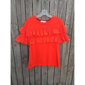 Tory Burch Lenox Short-sleeve Ruffled T-shirt size M